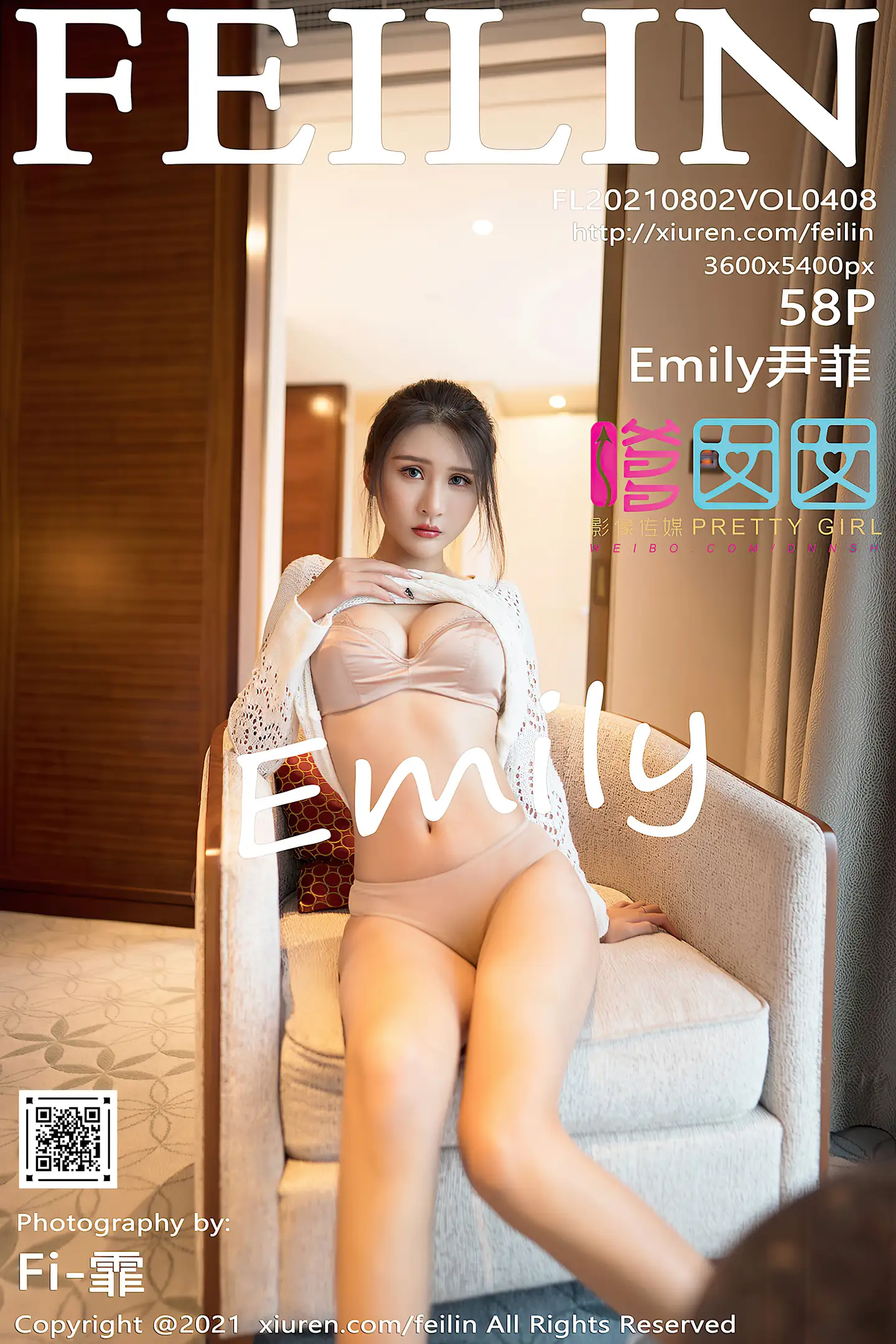 [FeiLin嗲囡囡]VOL.408_女神Emily尹菲私房缕空毛衣半撩露性感内衣迷人诱惑写真58P-秀人网 - XiuRen.Xyz